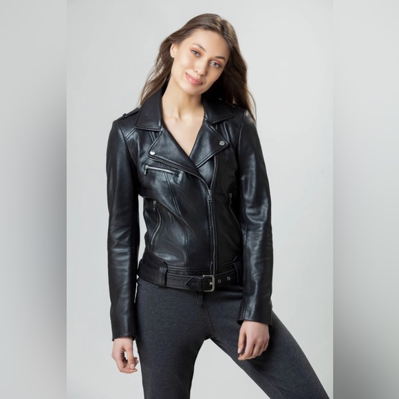 Danier Juliette leather jacket, Black, Size: XXXS - Picture 1 of 9